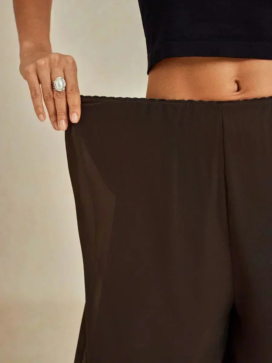 Wide Leg Chiffon Overlay Trousers