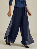 Wide leg chiffon overlay trousers on model | Alba Muse