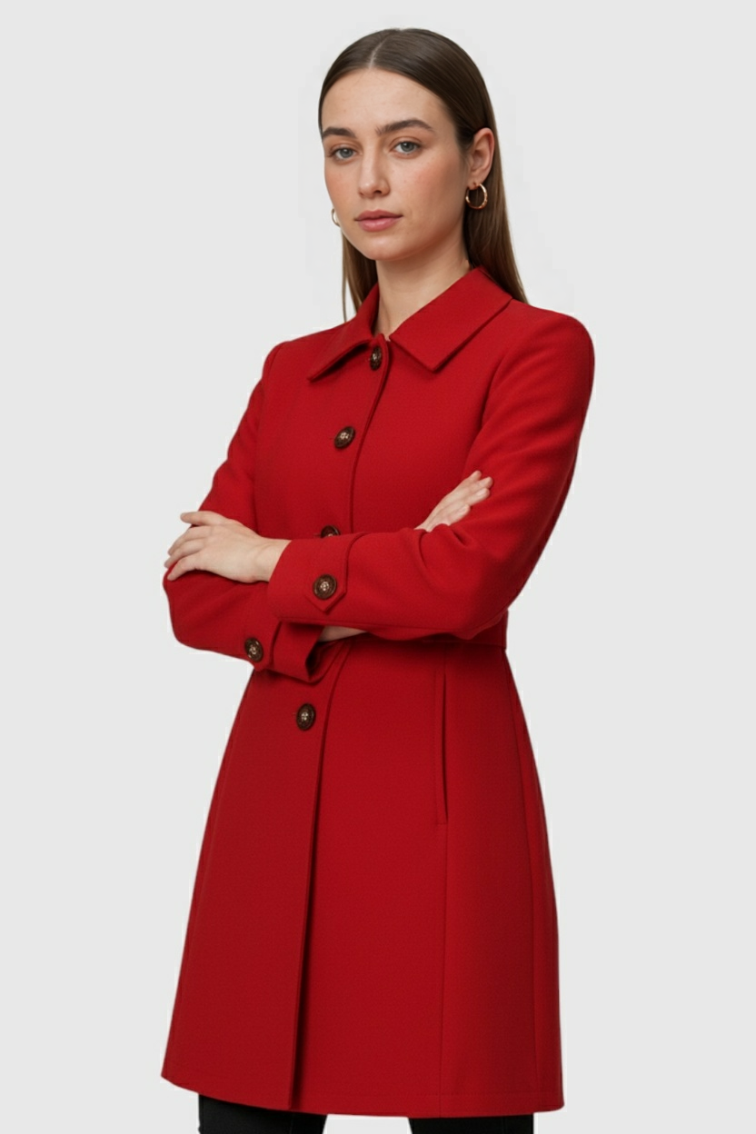 Elegant Mid-Length Red Winter Coat