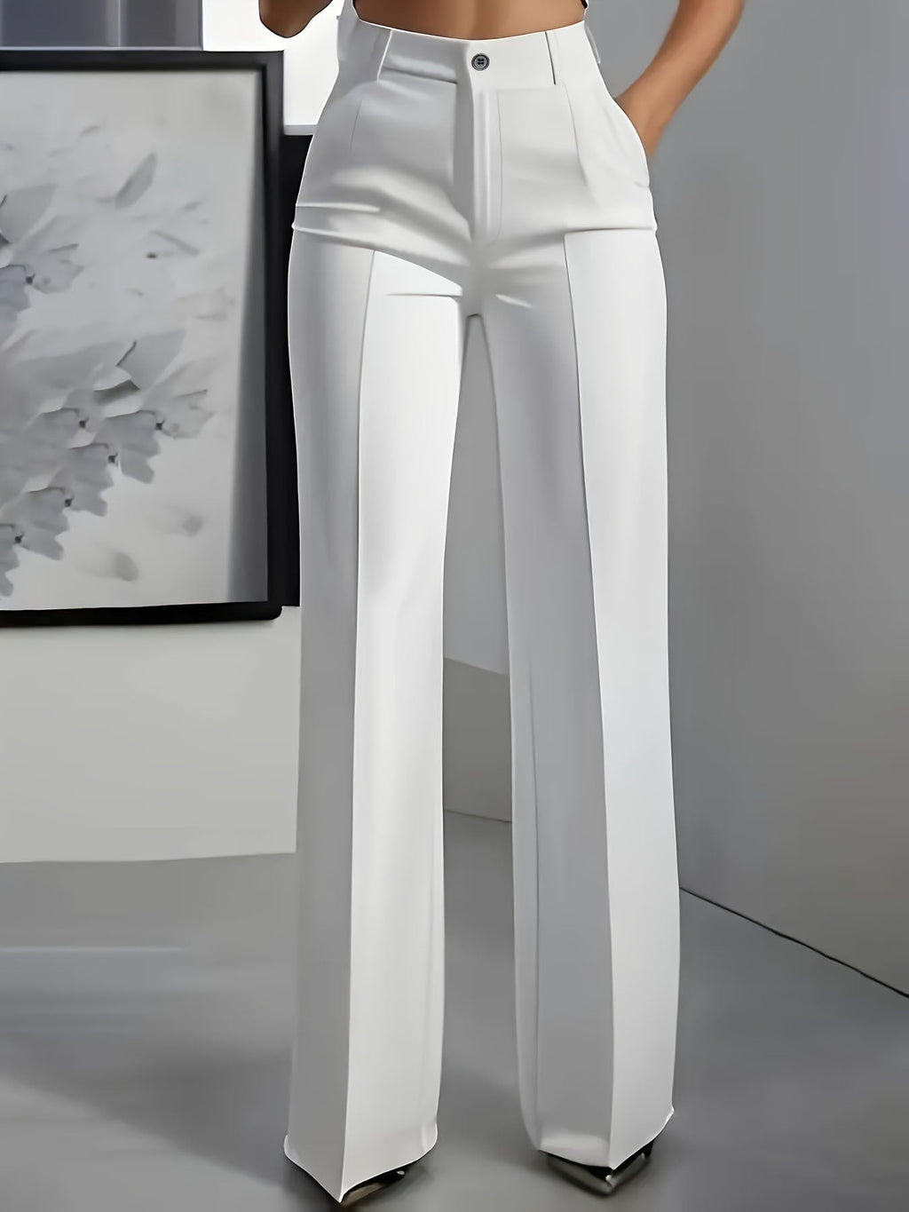 Elegant Wide-Leg Tailored Trousers — worn on model