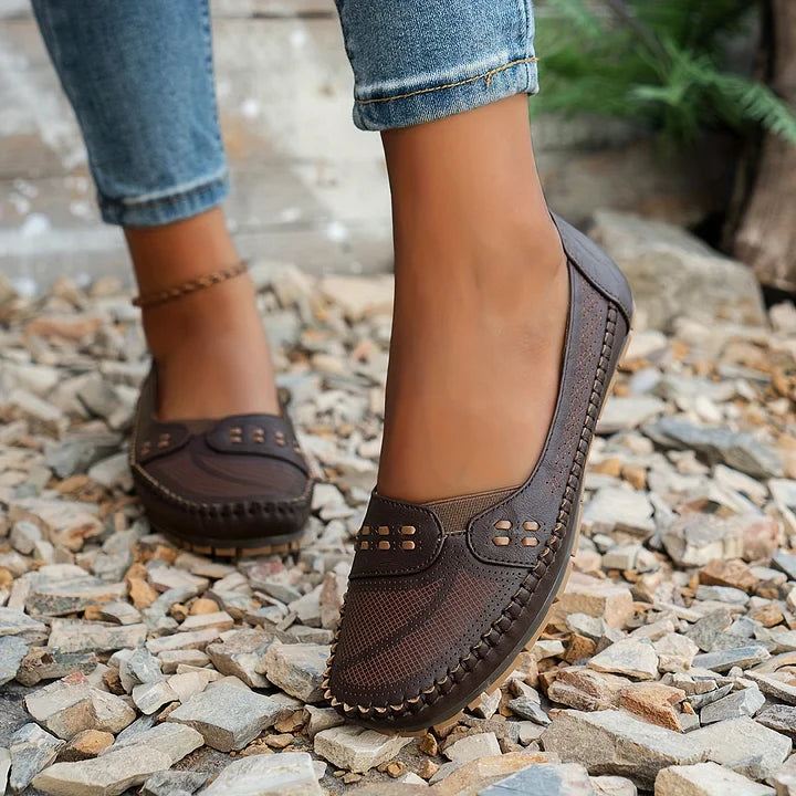 Women's Flat Slip-On Loafers – Rounded Toe Comfort