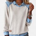 Collared long sleeve knit jumper in beige, modern fitted silhouette | Alba Muse