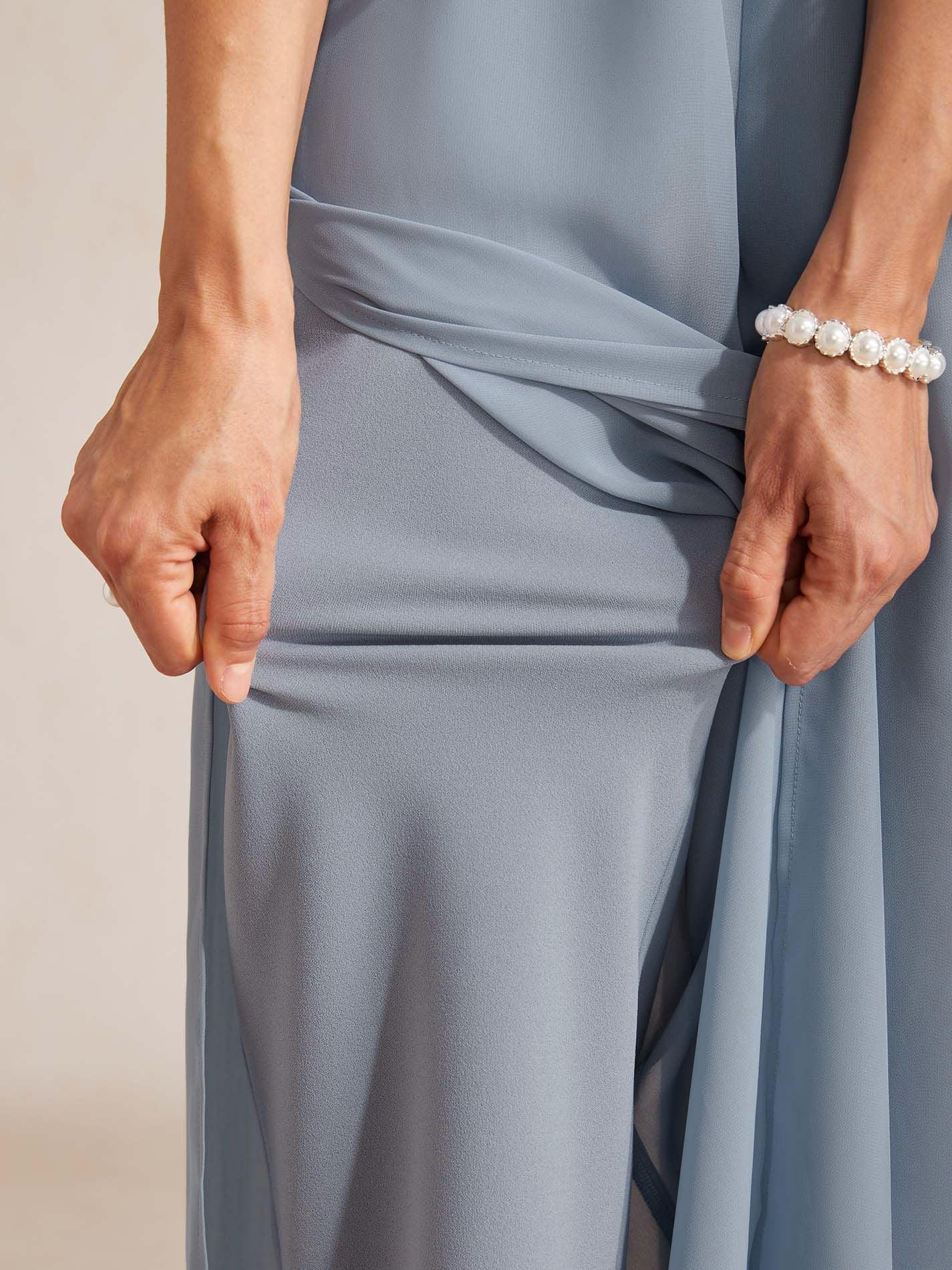 Wide Leg Chiffon Overlay Trousers