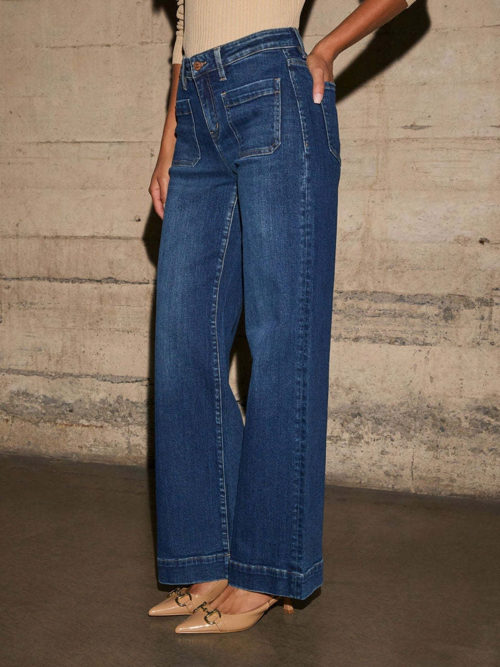 High-Waist Wide-Leg Stretch Jeans