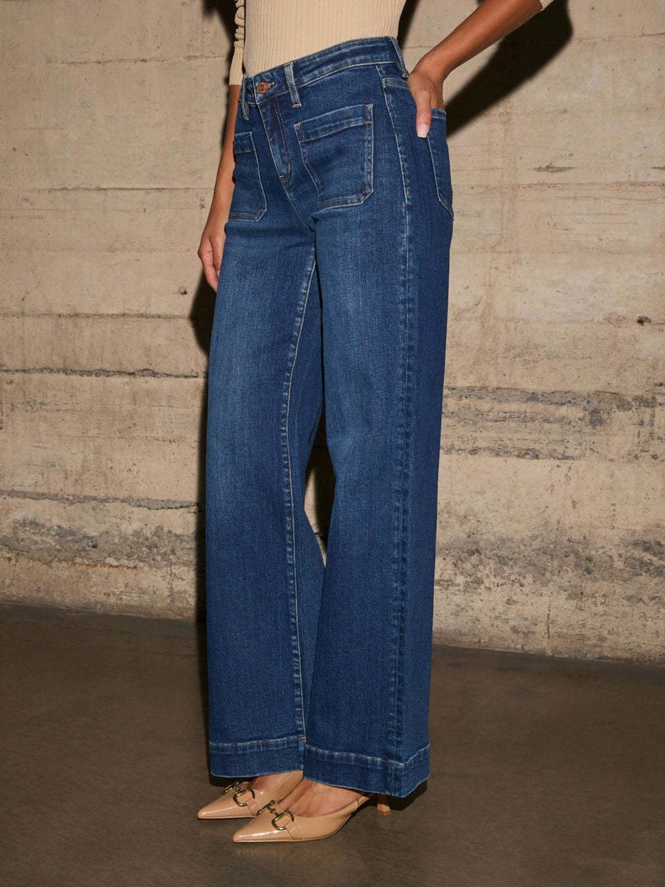 High-Waist Wide-Leg Stretch Jeans