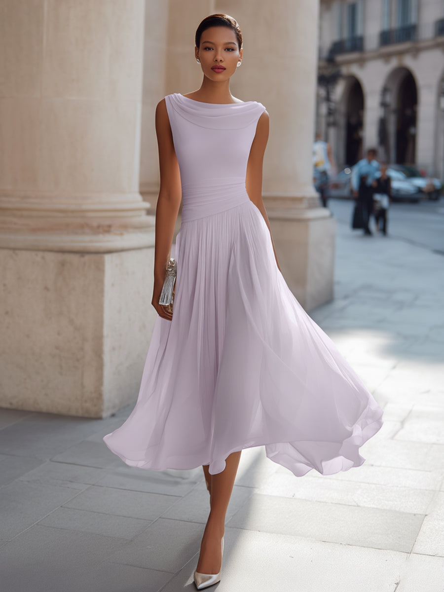 Women's pleated occasion dress, available in multiple colours