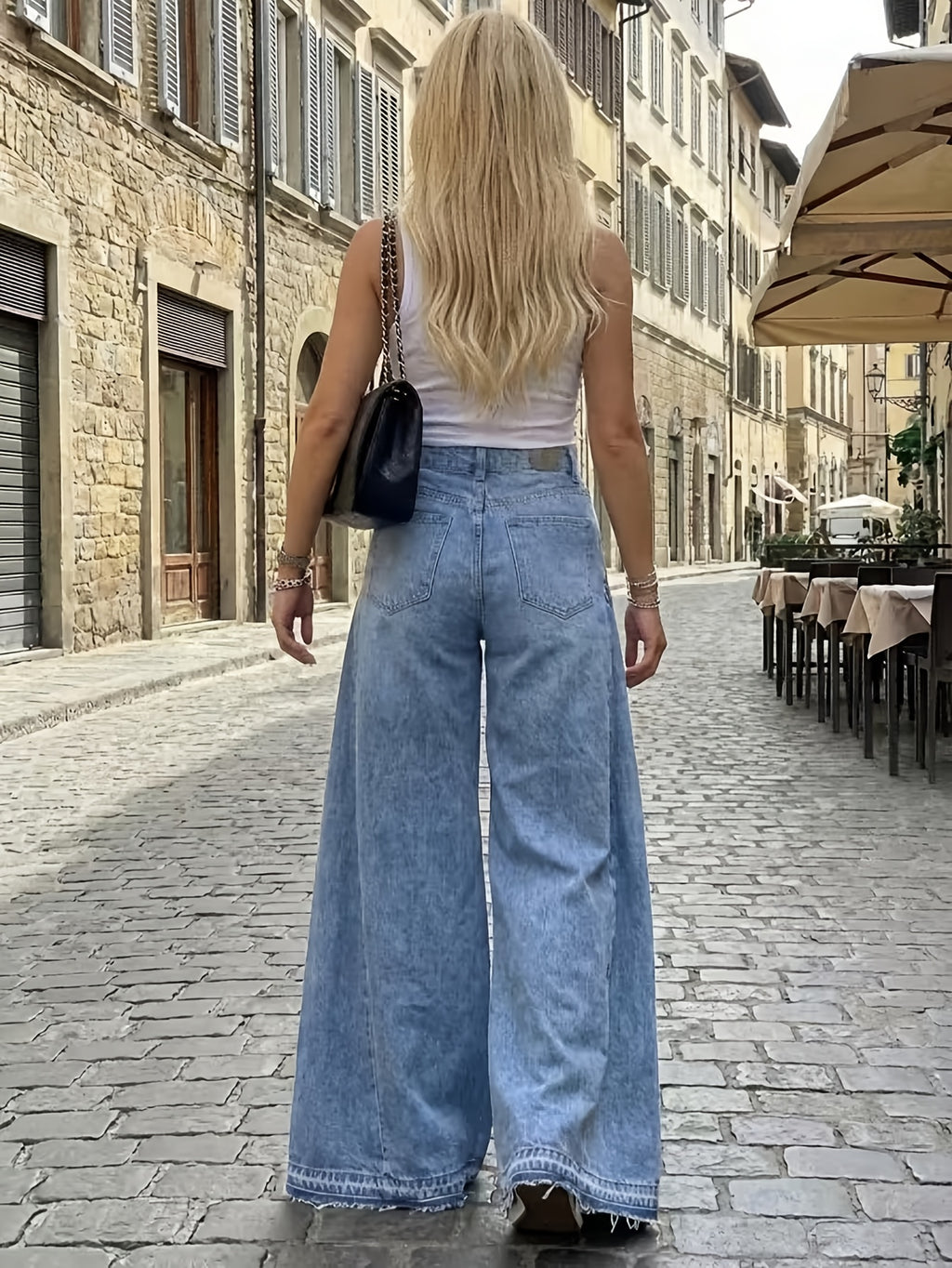 High-Waist Flare Leg Wide Denim Jeans