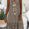 Directional print V-neck sleeveless summer midi dress | Alba Muse