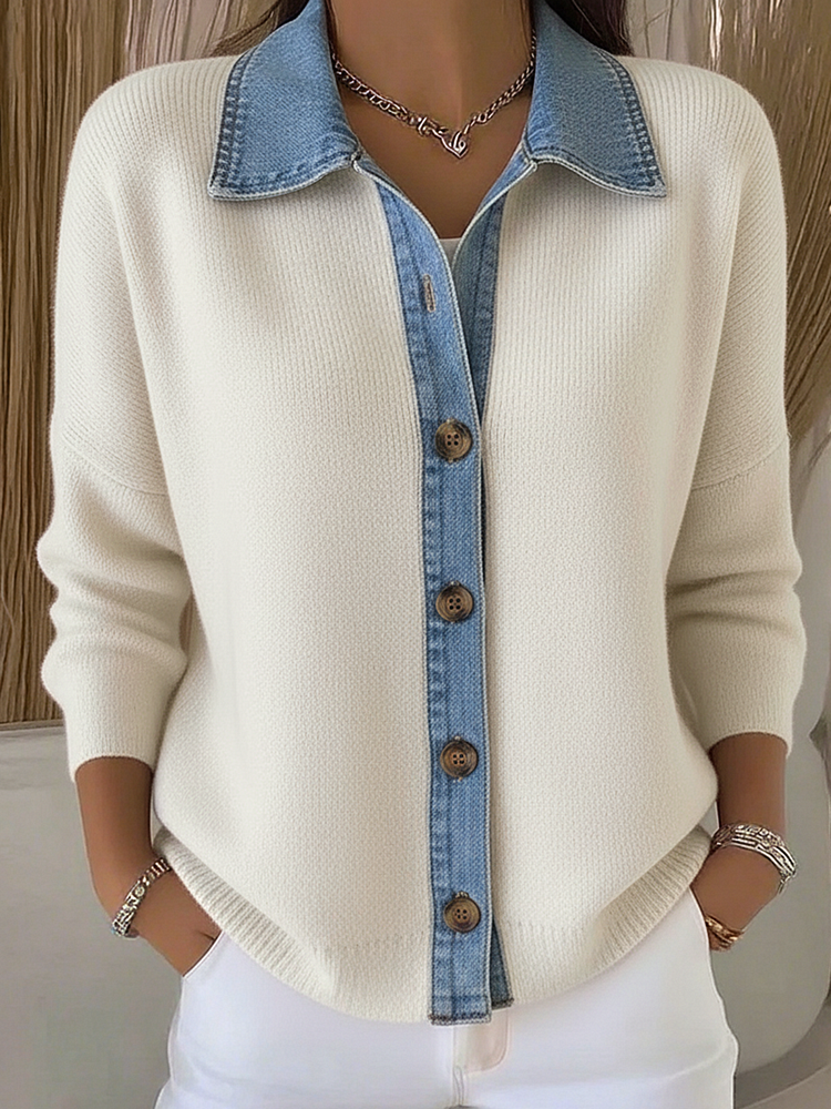 Women's Polo Collar Knit Cardigan