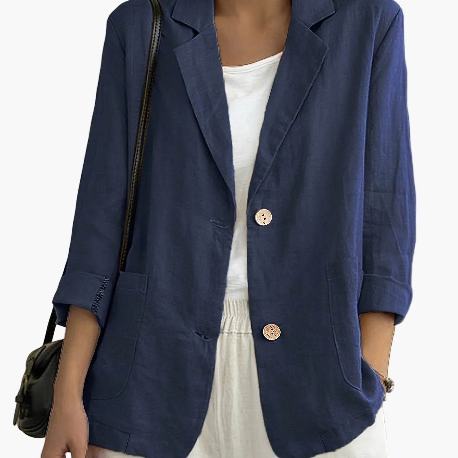 Classic Linen Blazer with Patch Pockets