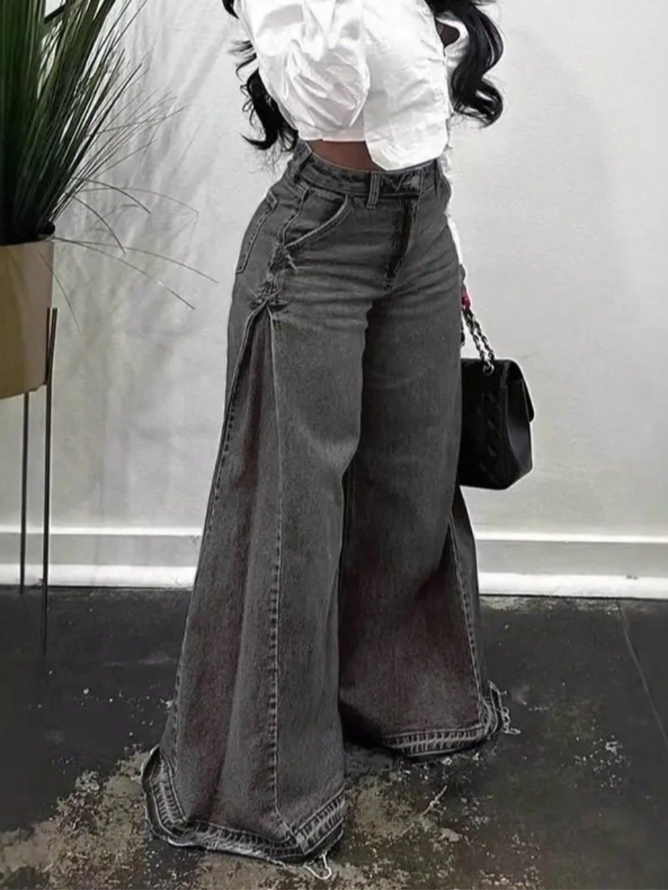 High-Waist Flare Leg Wide Denim Jeans