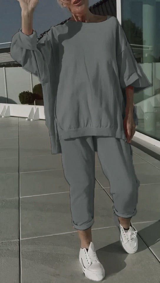 Light blue matching loungewear set, relaxed and cosy | Alba Muse