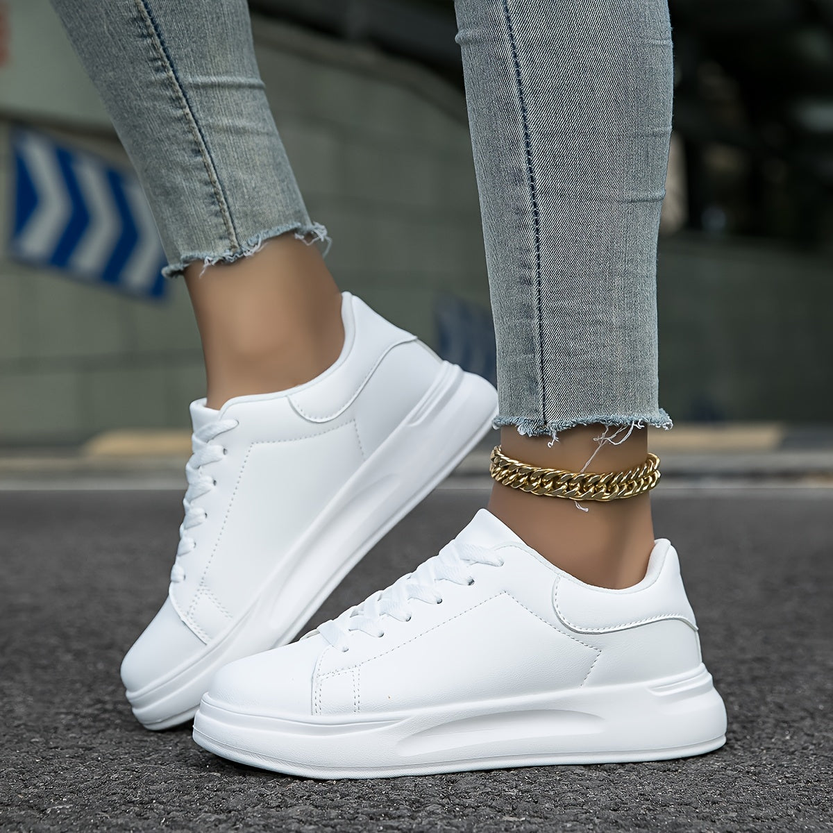 Women's Clean White Leather Trainers