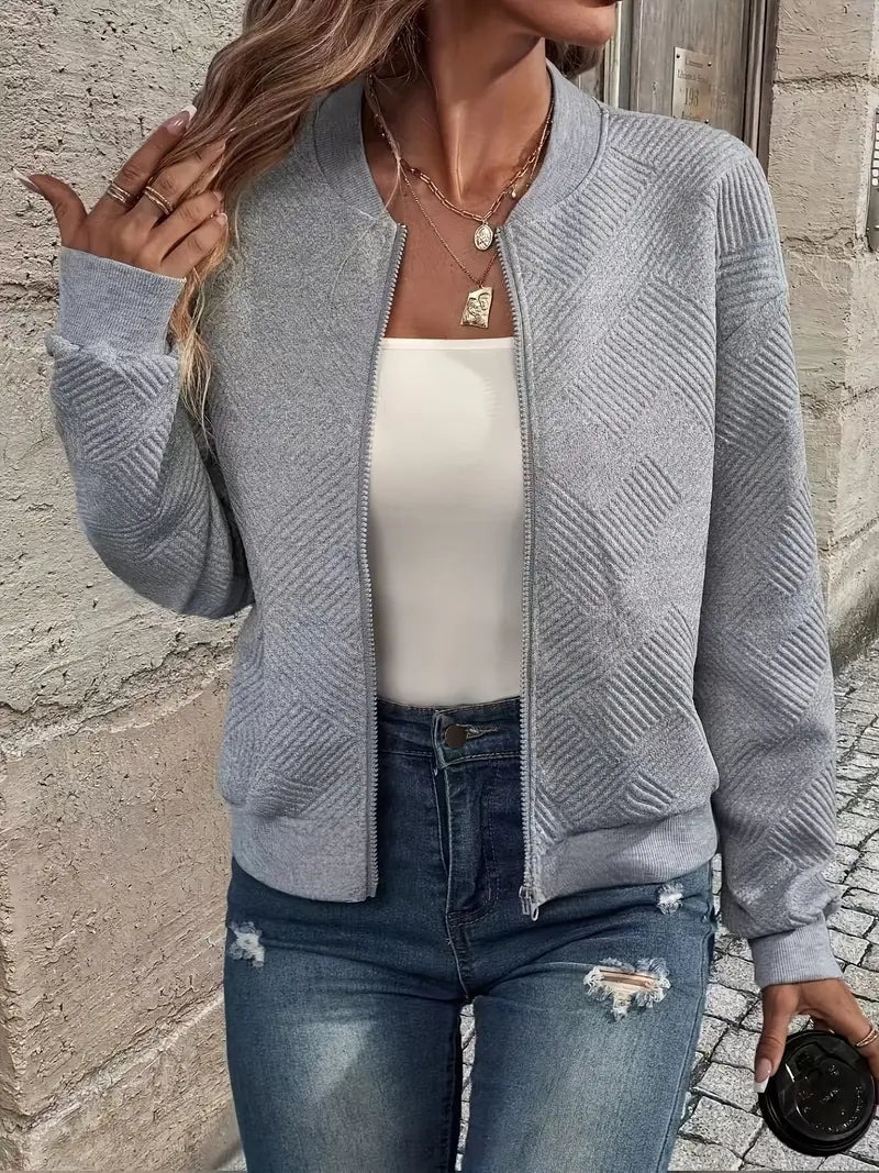 Women's Casual Cardigan Front Zip Brown | Alba Muse