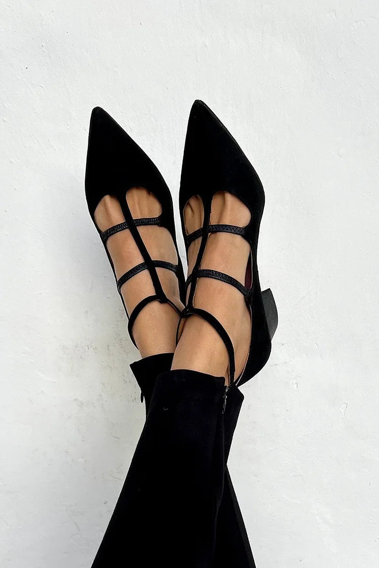 Women's Strappy Pointed-Toe Block Heels
