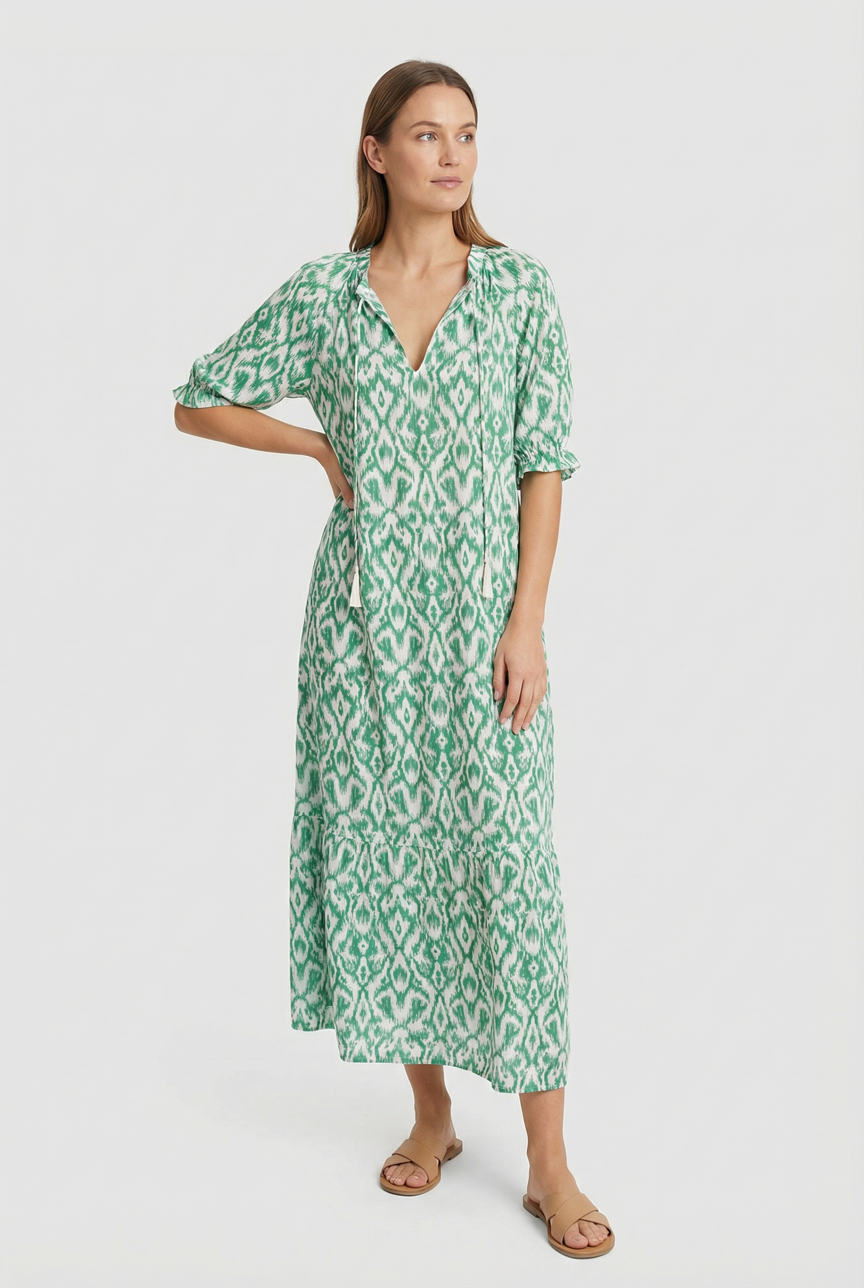 Women's Floral Print V-neck Maxi Dress
