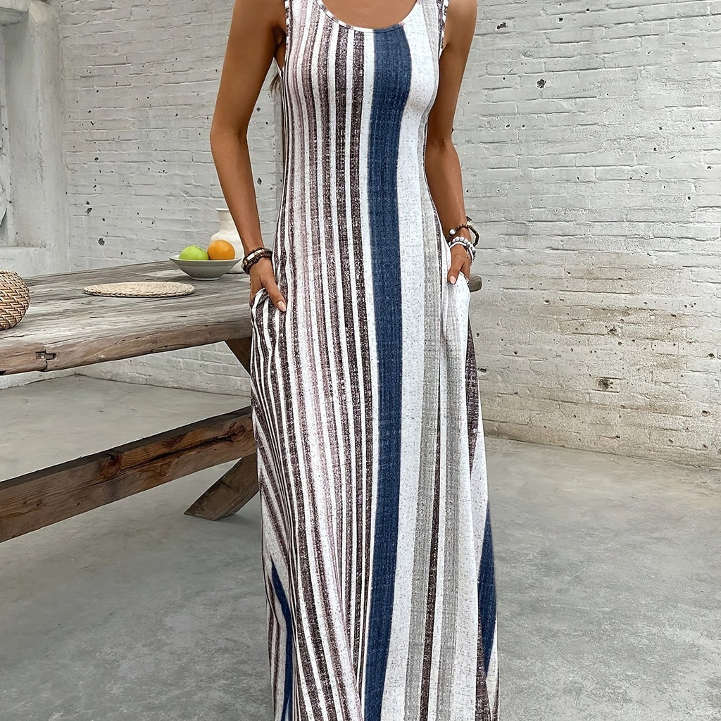 Vibrant Printed Casual Midi Dress
