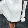 White drawstring windbreaker jacket