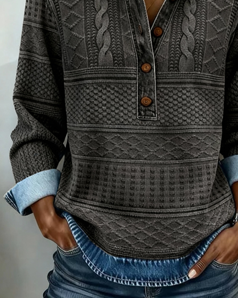 Women's Half Button Lapel Sweatshirt