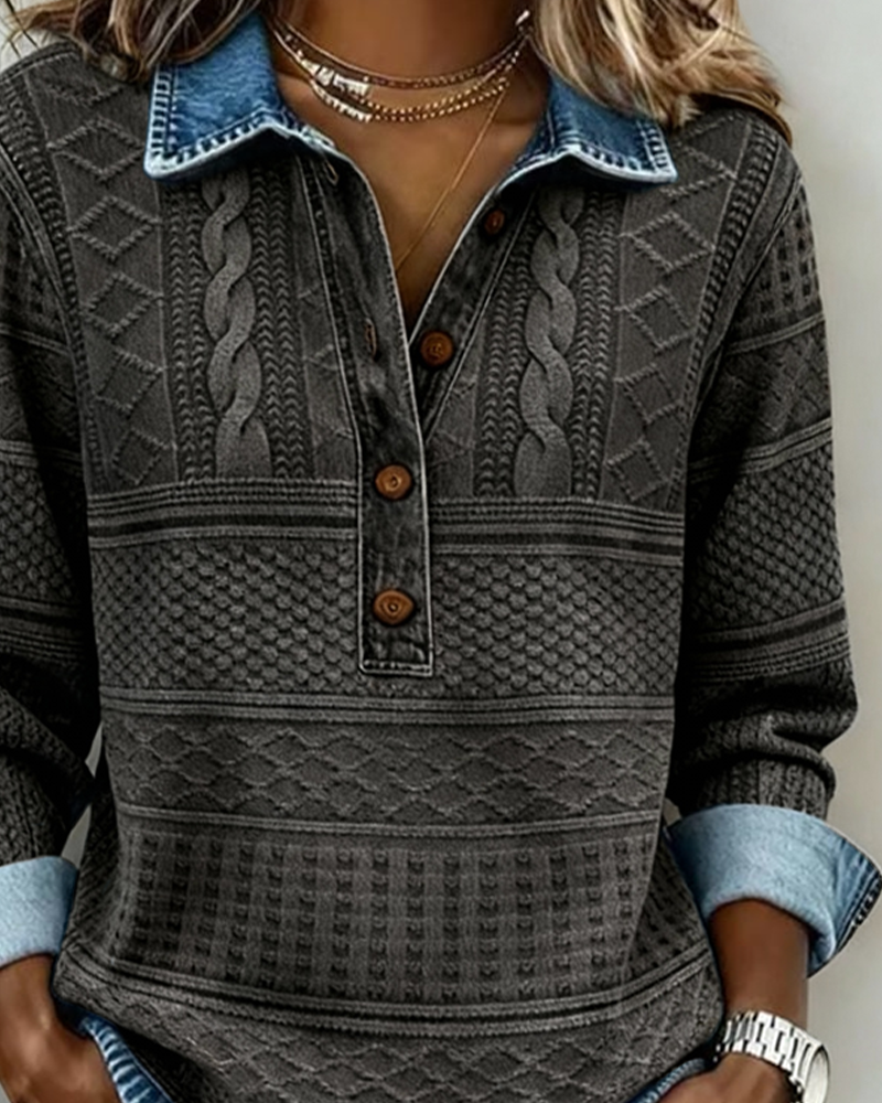 Women's Half Button Lapel Sweatshirt