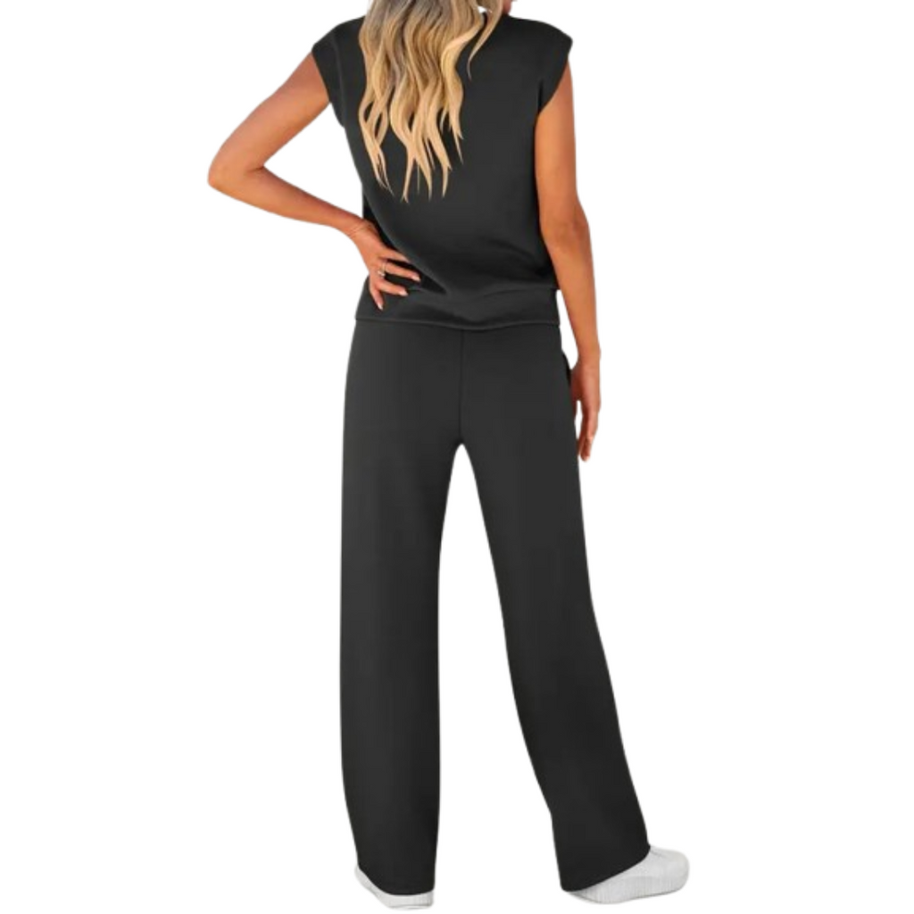 Sleeveless Round-Neck Top & Trousers Co-ord Set