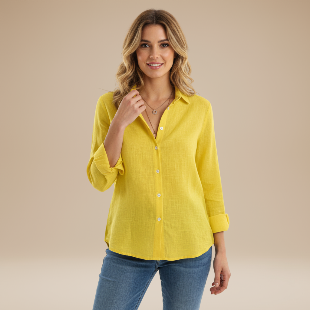 Women's Classic Button-Up Shirt – Lightweight Cotton Blouse