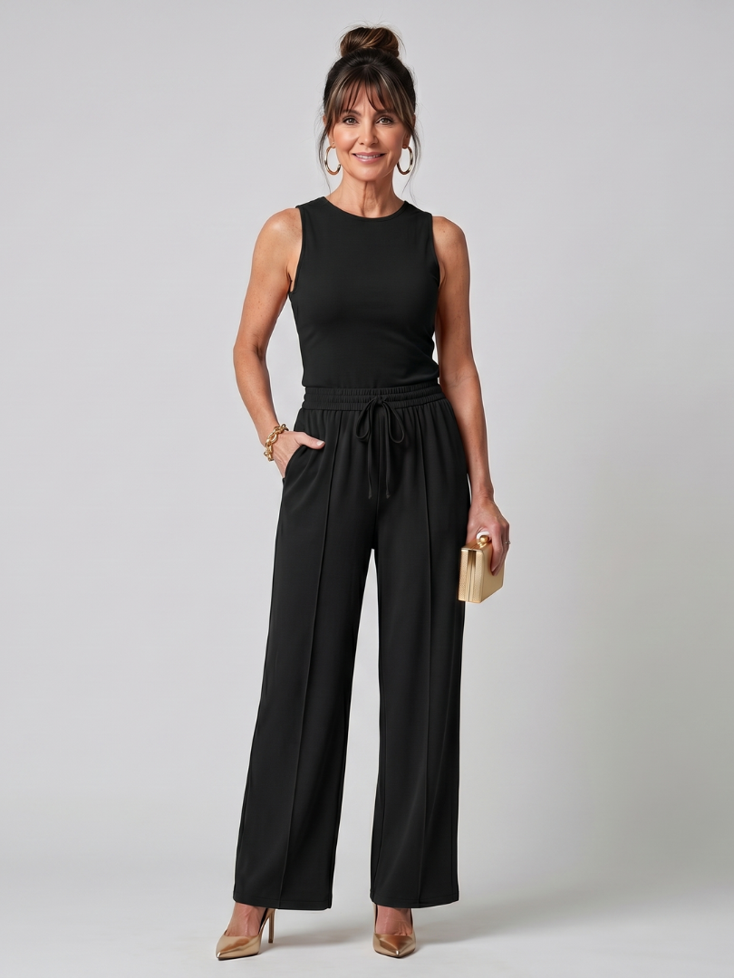 Sleeveless high neck two-piece set for holidays and occasions
