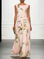Floral Boat Neck Sleeveless Maxi Dress – Wedding Guest