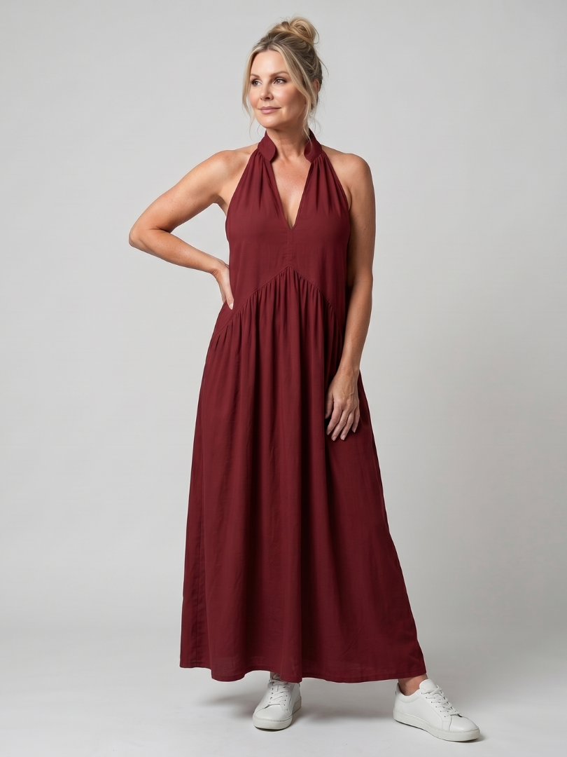 Relaxed Fit Casual Summer Midi Dress in Sky Blue, back view