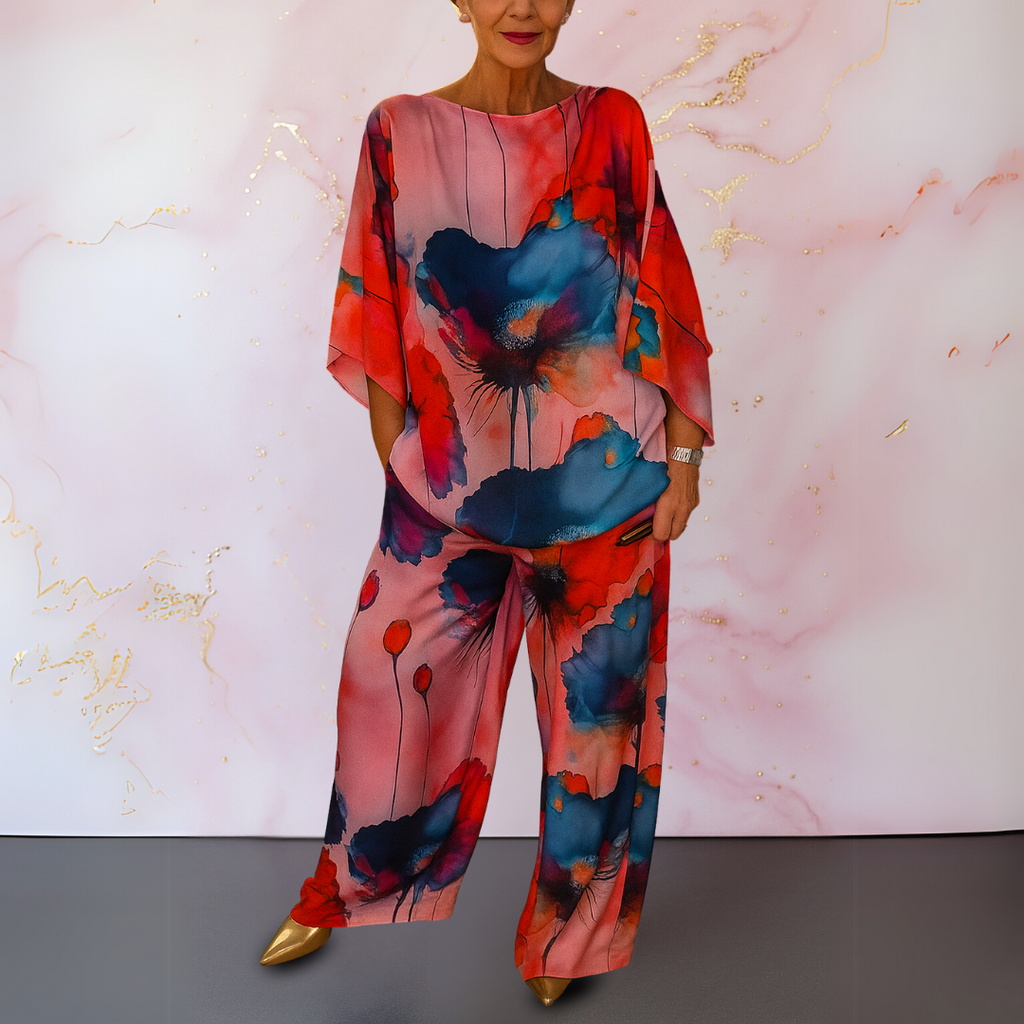 Loose top and wide leg pants co-ord set, lifestyle view