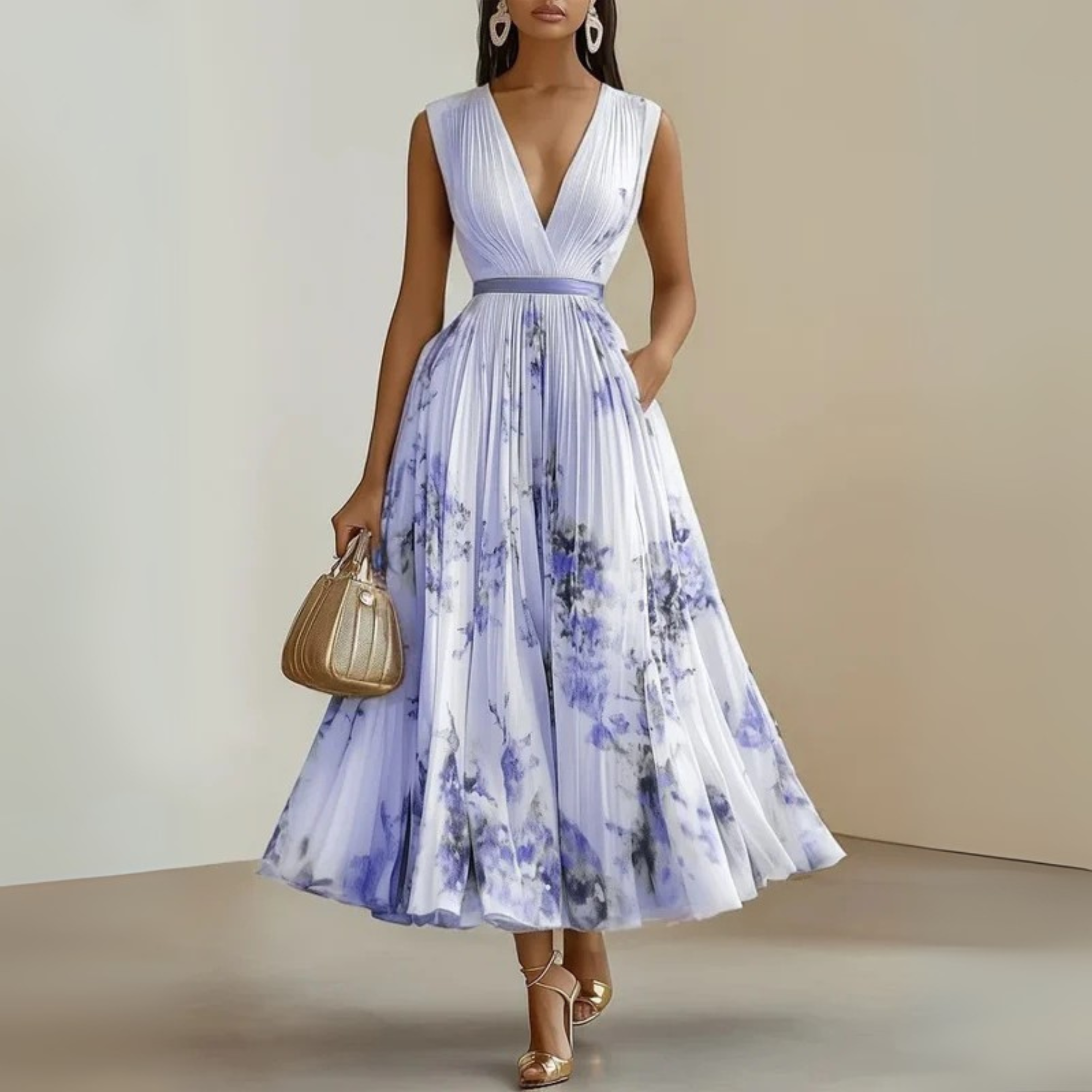 Maureen – Flowy Floral Sleeveless Summer Maxi Dress