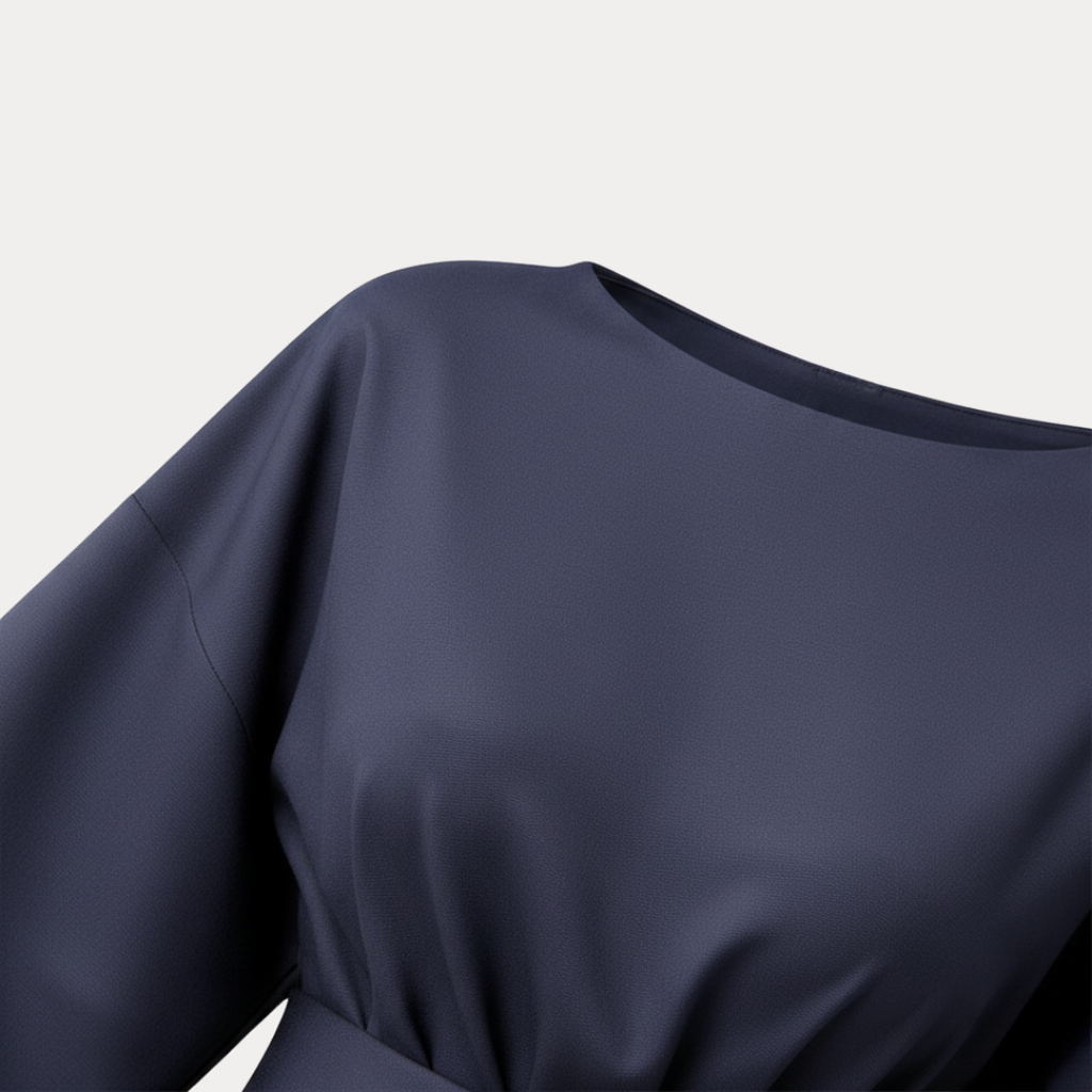Belted wide sleeve wrap midi dress, draped wrap detail