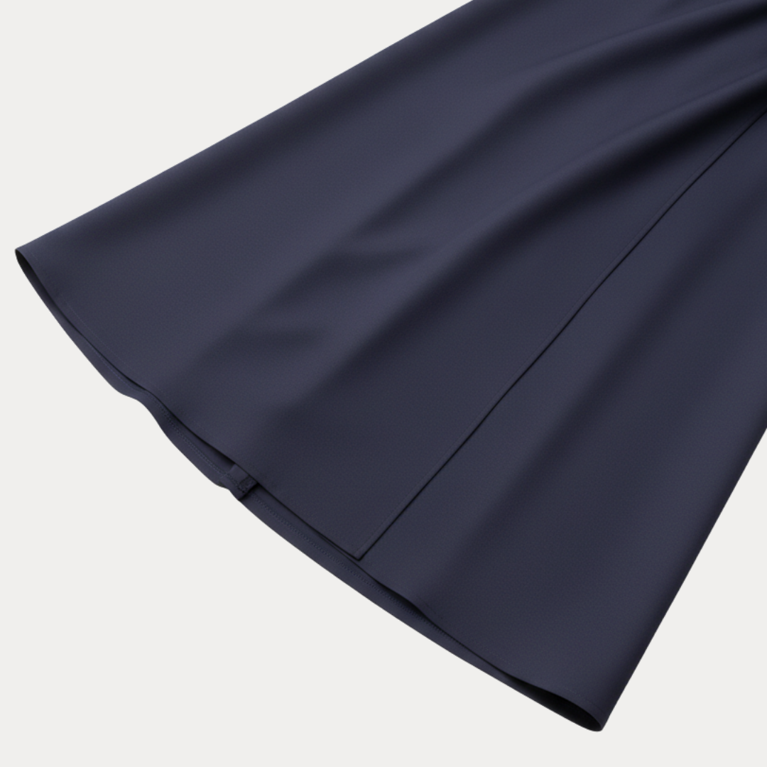 Belted wide sleeve wrap midi dress, full length view