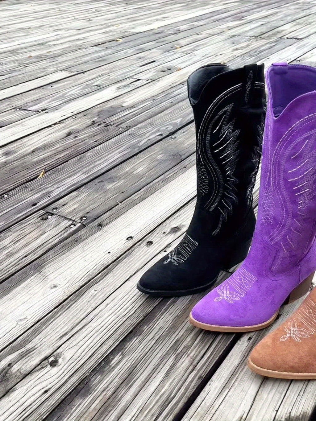 Mid-calf pull-on boots, versatile footwear for casual and dressy outfits | Alba Muse