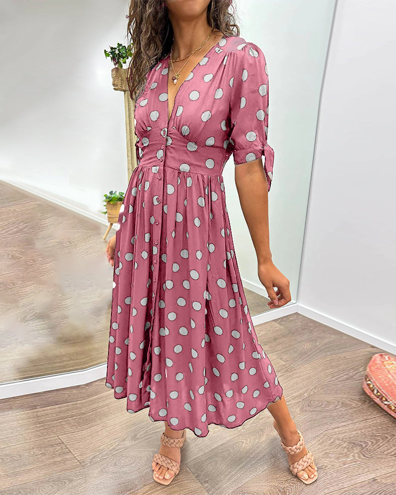 Polka Dot Midi Dress in Purple | Alba Muse