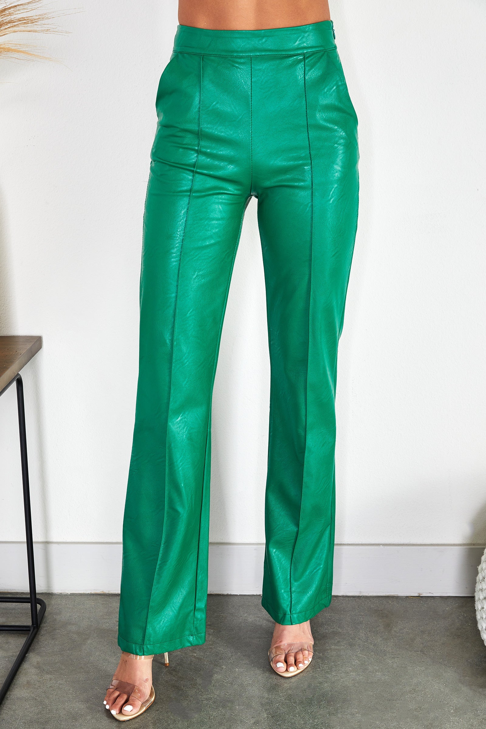 Women's Faux Leather Straight Leg Trousers – Smart Casual