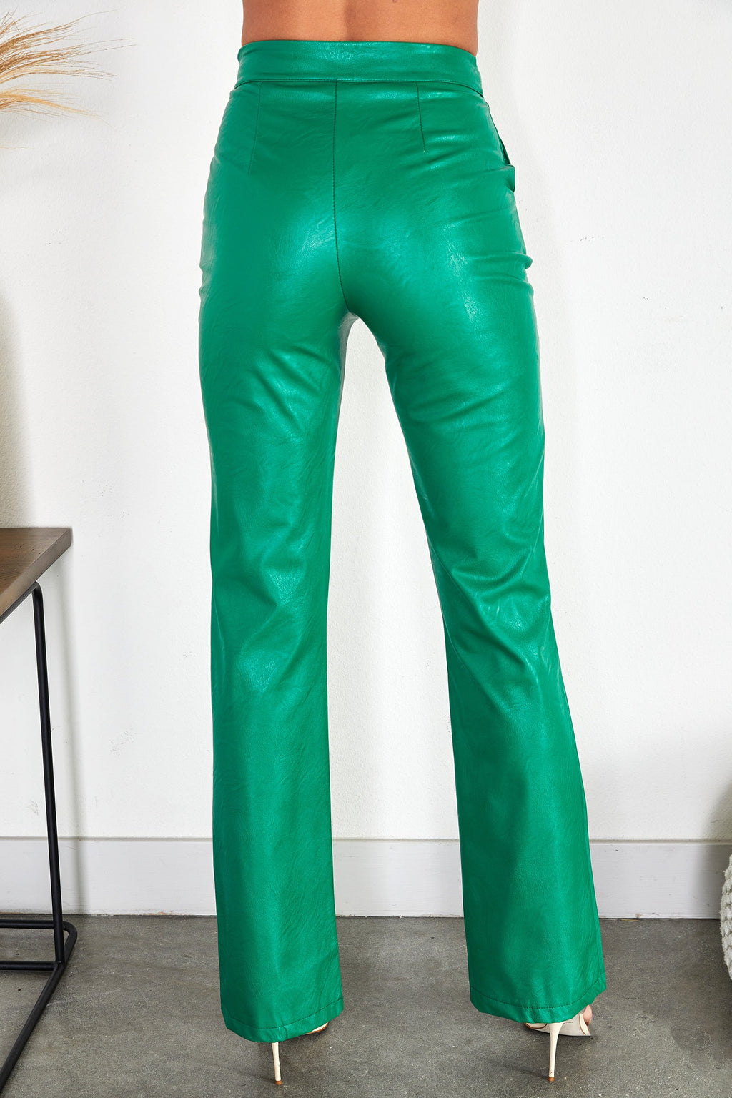 Faux Leather Straight Leg Trousers