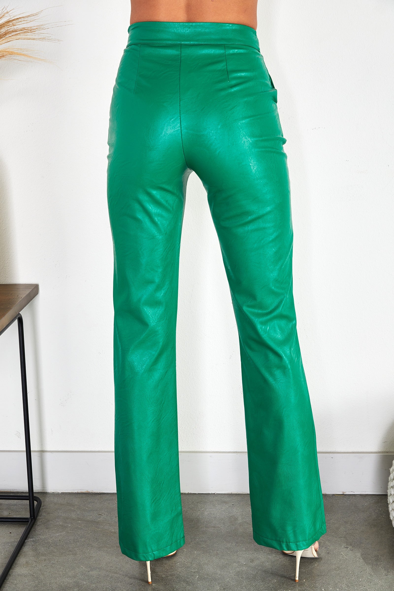 Faux Leather Straight Leg Trousers