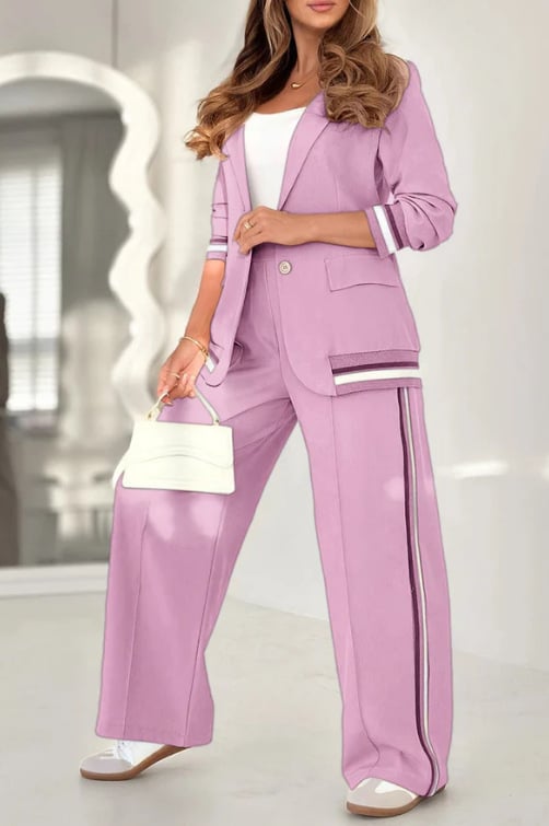 Casual Blazer & Wide-Leg Trouser Set