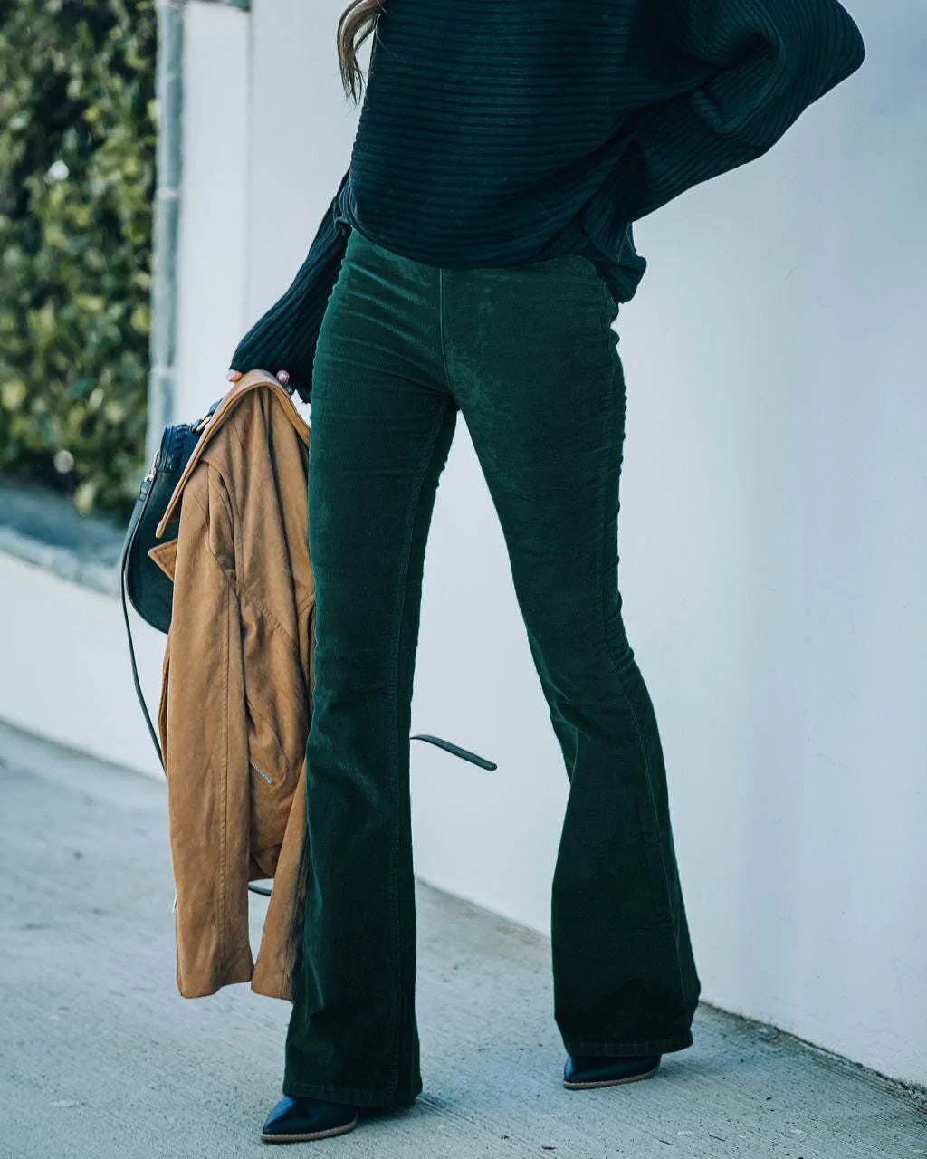 High-Rise Corduroy Flared Trousers