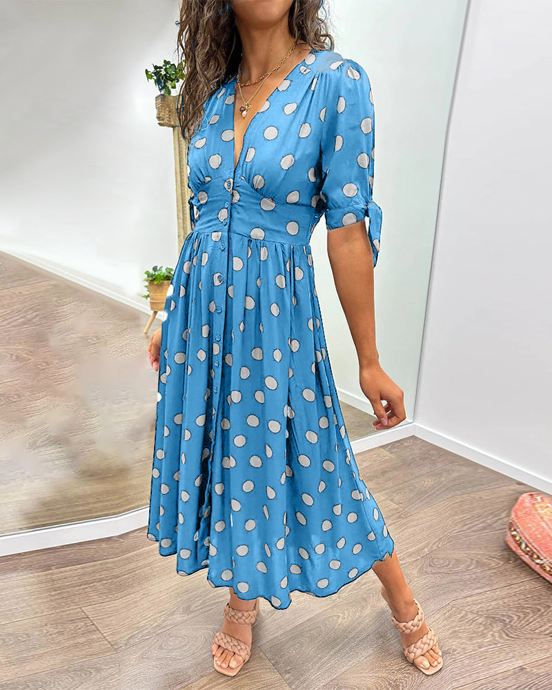 Polka Dot Midi Dress in Blue | Alba Muse