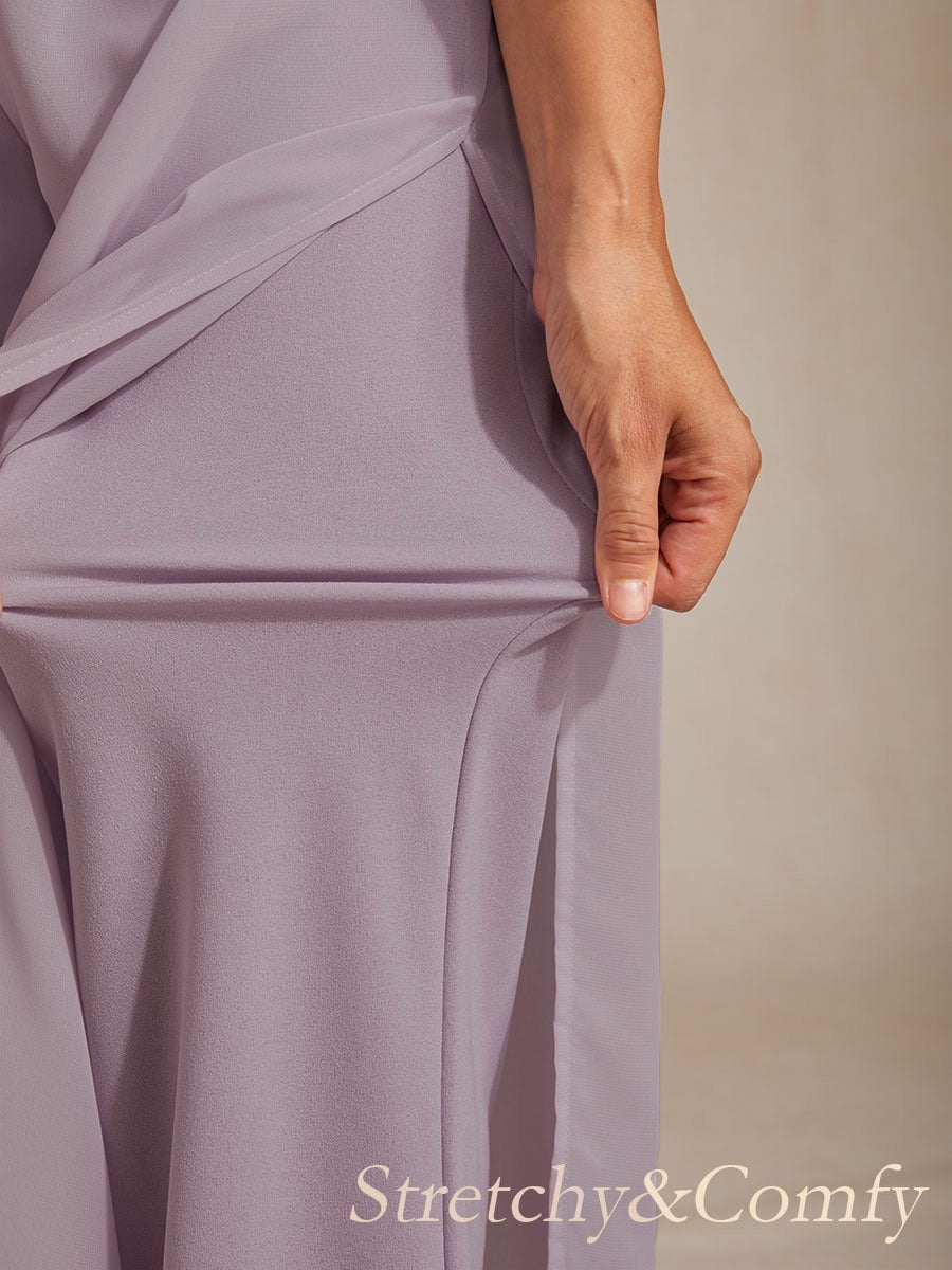 Wide Leg Chiffon Overlay Trousers