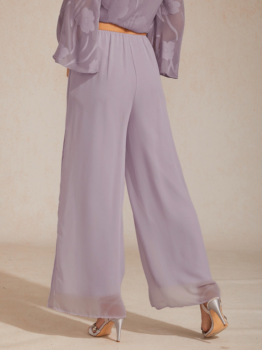 Wide Leg Chiffon Overlay Trousers