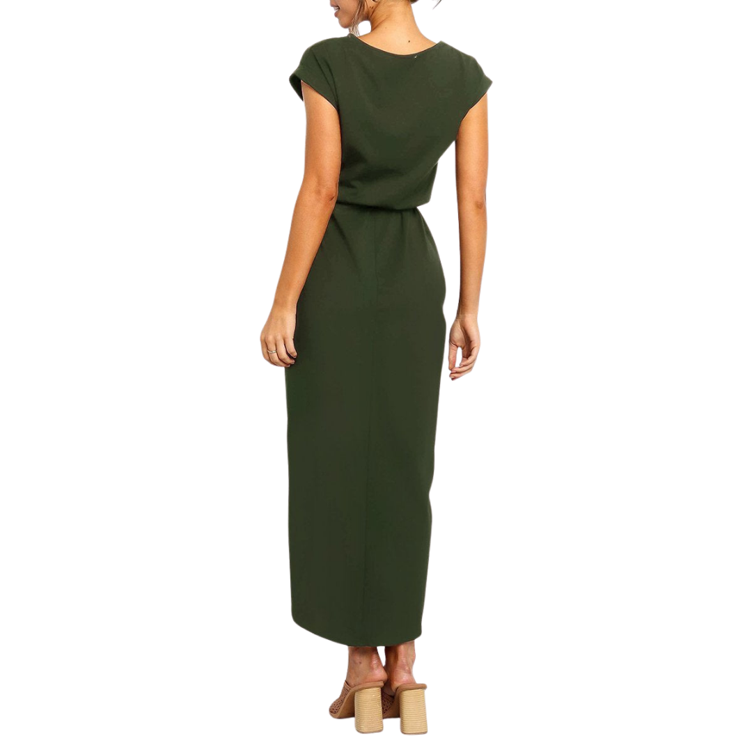Tie-Waist Casual Midi Dress