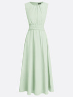 Sleeveless Ruched A-Line Maxi Dress – Wedding Guest