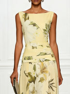 Floral Boat Neck Sleeveless Maxi Dress – Wedding Guest