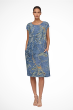 Women's casual sleeveless dress earthy botanical leaf pattern