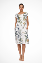 Women's botanical print sleeveless shift summer dress