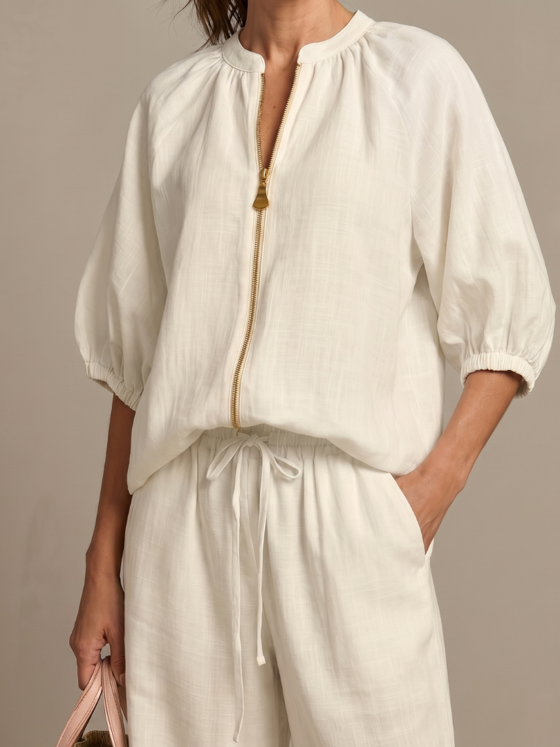 Linen Blend Wide Leg Co-ord Set