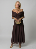 Flared midi dress with off-shoulder neckline, colourway product shot